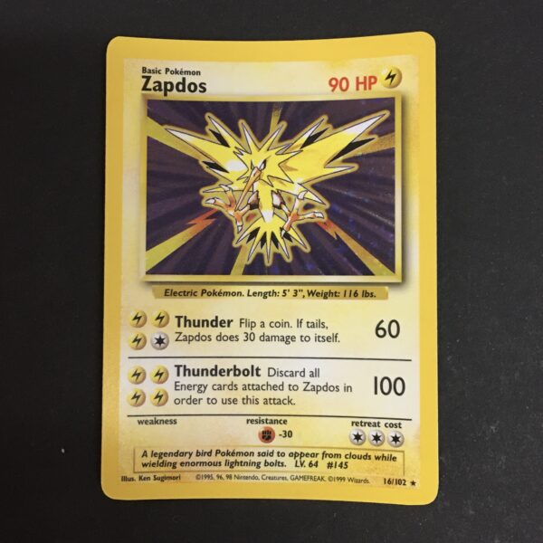 CARTA POKEMON ZAPDOS HOLO SET BASE